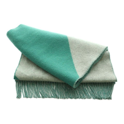 Hermes Kazak Scarf Cashmere Fringe Gray Green OS Graygreen — view 3