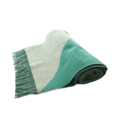 Hermes Kazak Scarf Cashmere Fringe Gray Green OS Graygreen — view 4