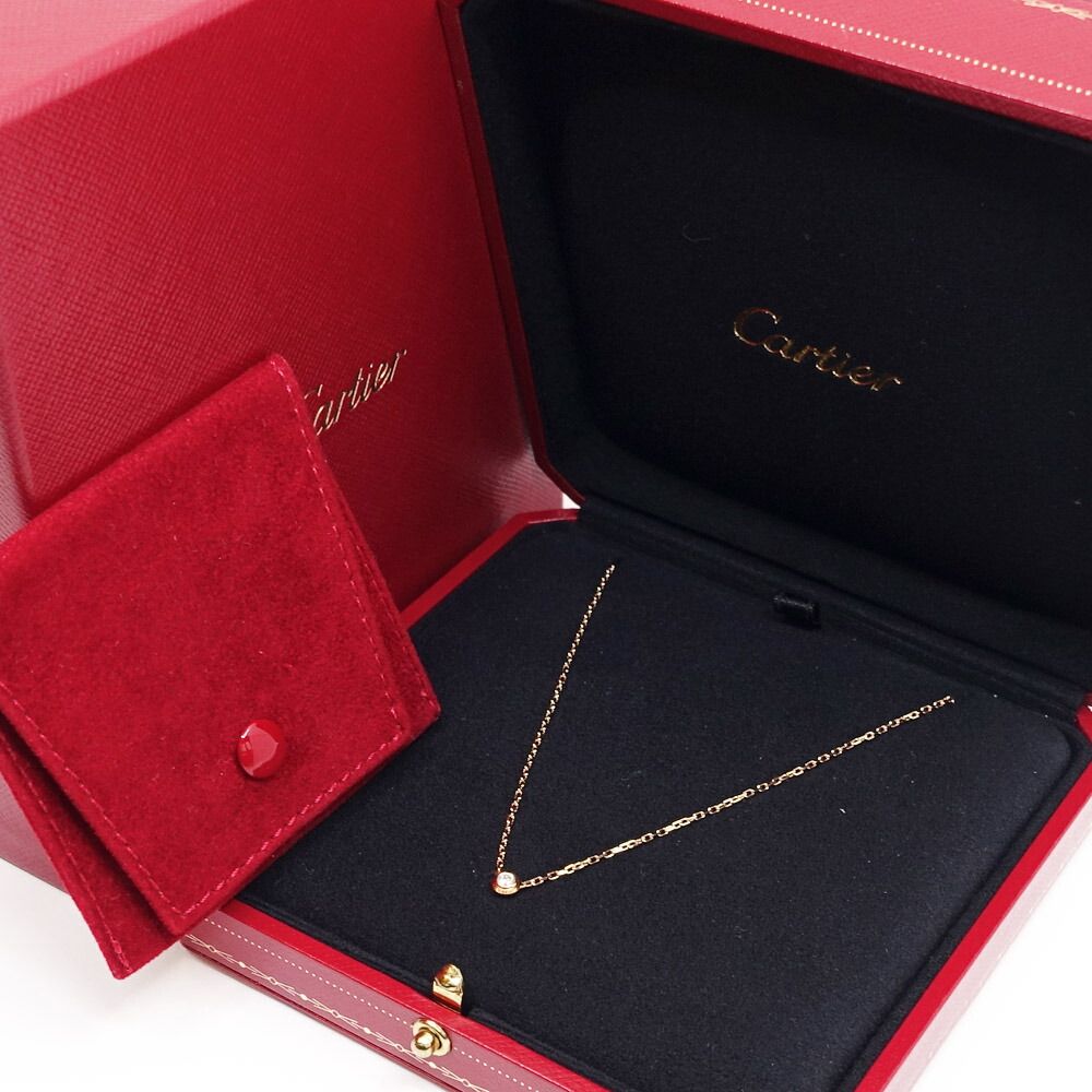 Cartier 18K Pink Gold Damier SM Diamond Necklace — view 9