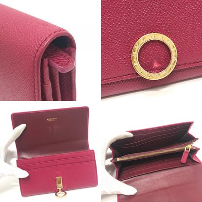 Bvlgari Wallet Logo Clip Leather Red — view 8