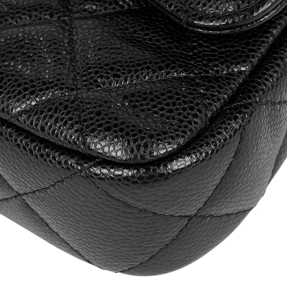Chanel CC Logo Chain Wallet Quilted Caviar Leather Black — view 6