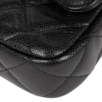 Chanel CC Logo Chain Wallet Quilted Caviar Leather Black — view 6