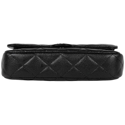 Chanel CC Logo Chain Wallet Quilted Caviar Leather Black — view 5