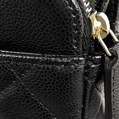 Chanel CC Logo Chain Wallet Quilted Caviar Leather Black — view 7