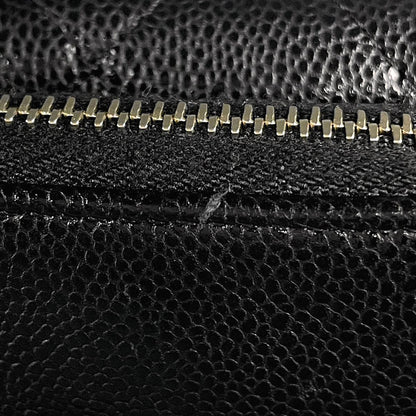 Chanel CC Logo Chain Wallet Quilted Caviar Leather Black — view 8