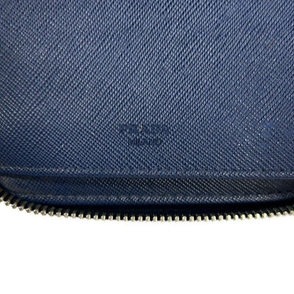 Prada Wallet Navy Double Zip Organizer Around Leather — view 8