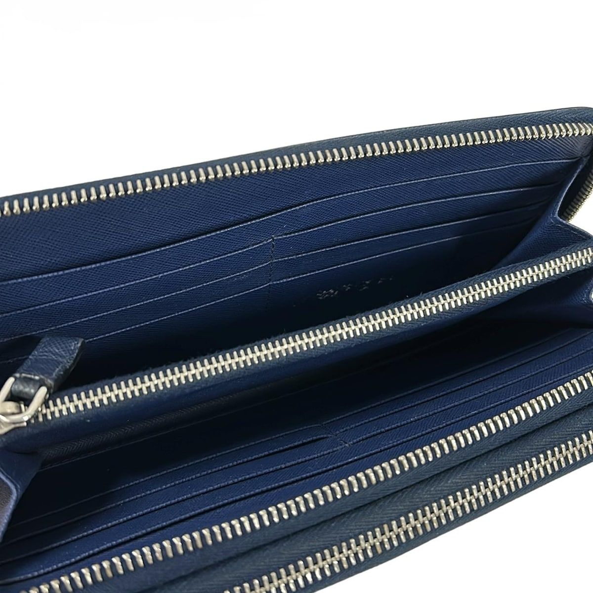 Prada Wallet Navy Double Zip Organizer Around Leather — view 4