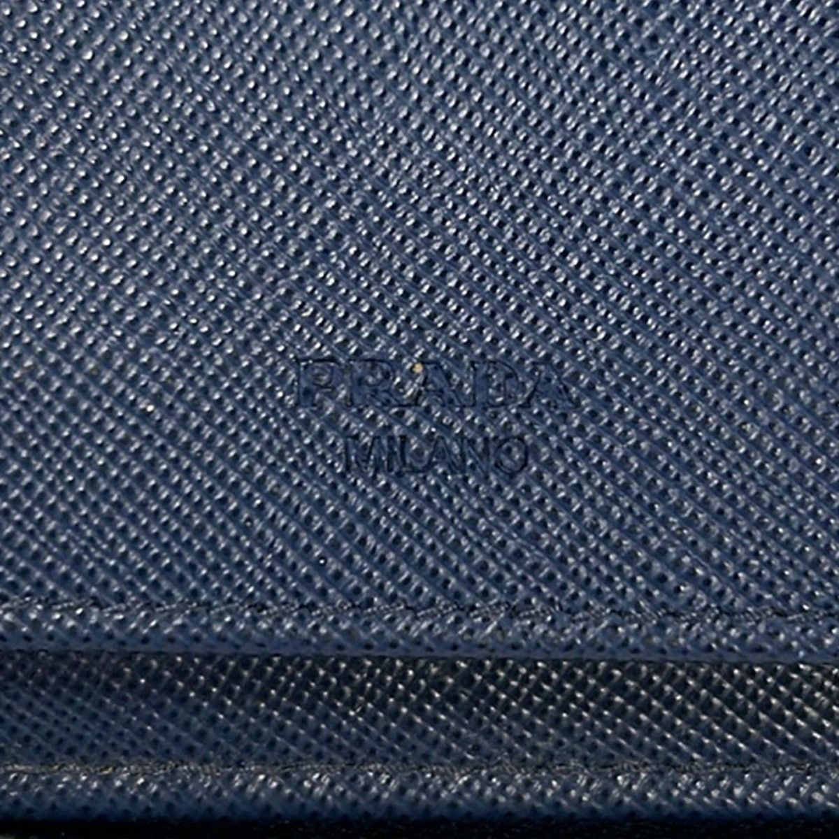 Prada Wallet Navy Double Zip Organizer Around Leather — view 6
