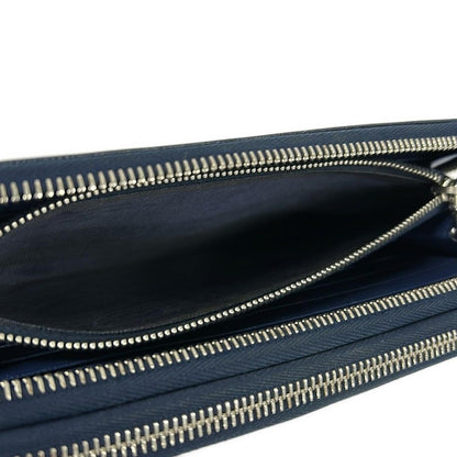 Prada Wallet Navy Double Zip Organizer Around Leather — view 5