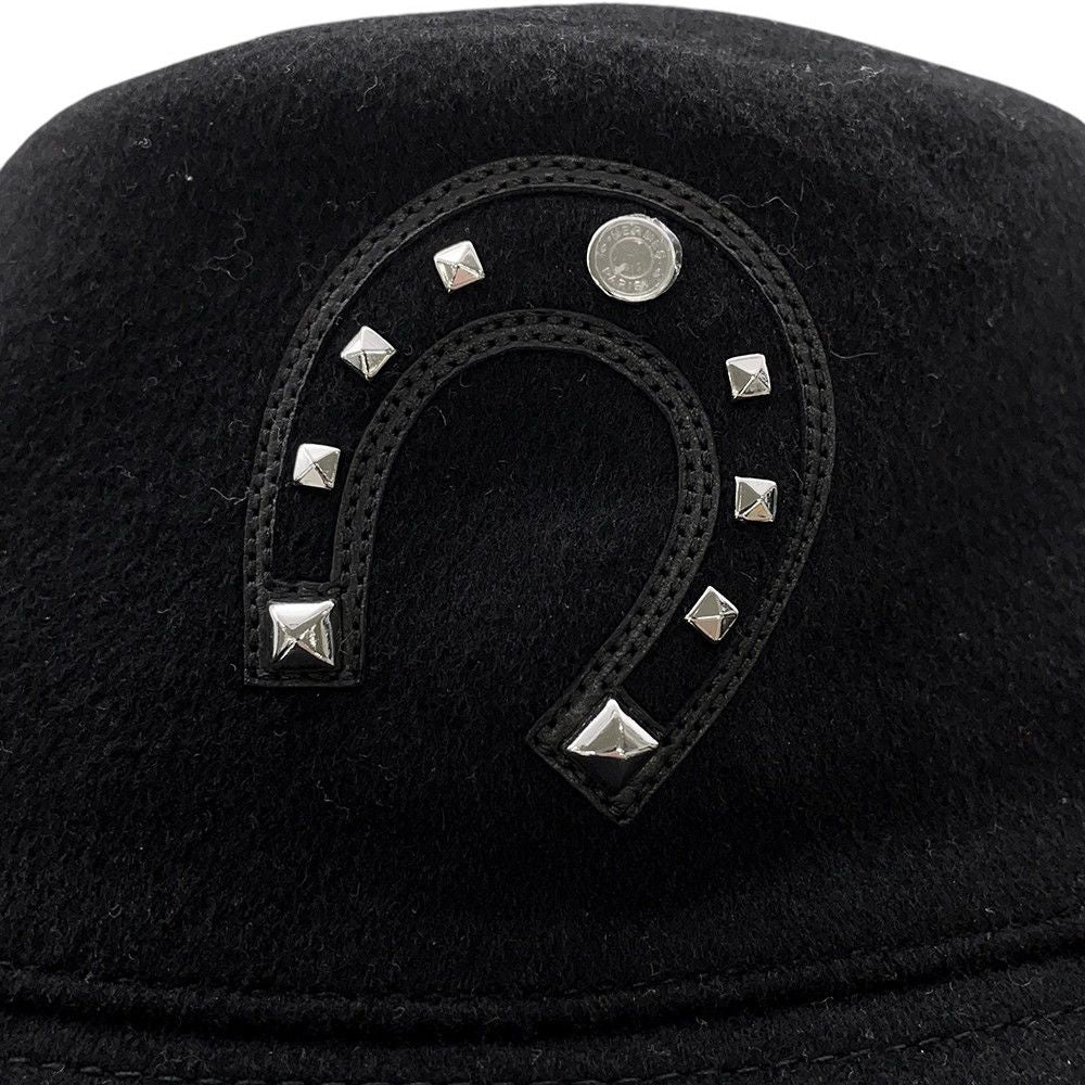 Hermes Hat Harper Lucky Horseshoe Motif Cashmere 59 Black — view 6