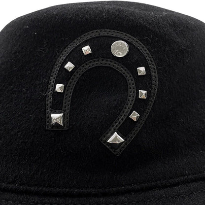 Hermes Hat Harper Lucky Horseshoe Motif Cashmere 59 Black — view 6