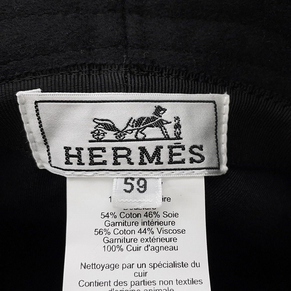 Hermes Hat Harper Lucky Horseshoe Motif Cashmere 59 Black — view 7