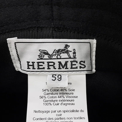 Hermes Hat Harper Lucky Horseshoe Motif Cashmere 59 Black — view 7