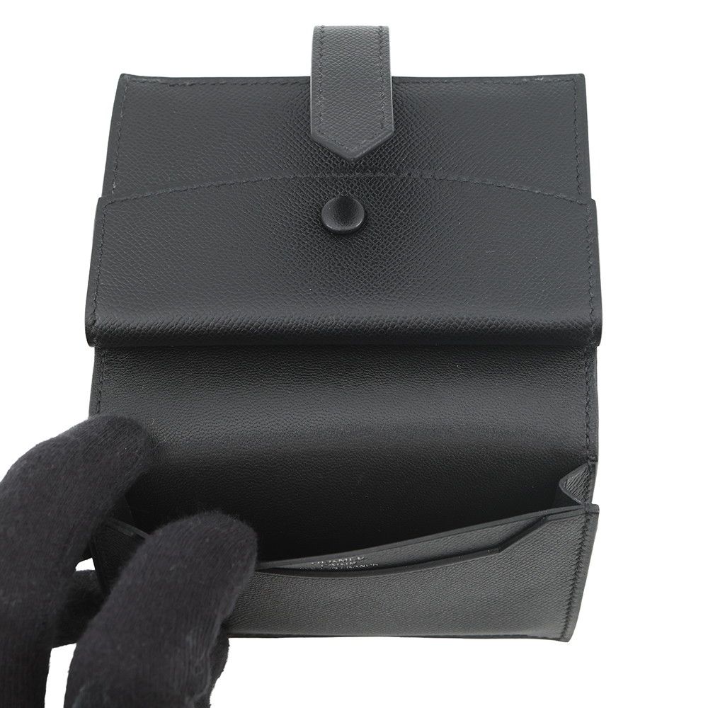 Hermes Card Case Bearn Mini Coin Purse Monochrome Black Vo Madame — view 5