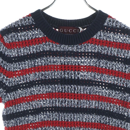 Gucci Short Sleeve Knit Dress Navy Red — view 3
