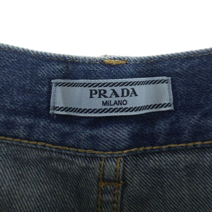 Prada Triangle Logo Denim Shorts Pants Indigo — view 6