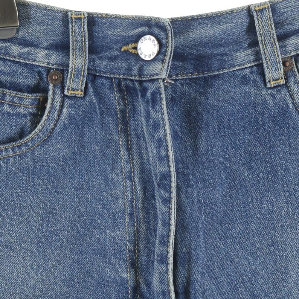 Prada Triangle Logo Denim Shorts Pants Indigo — view 3
