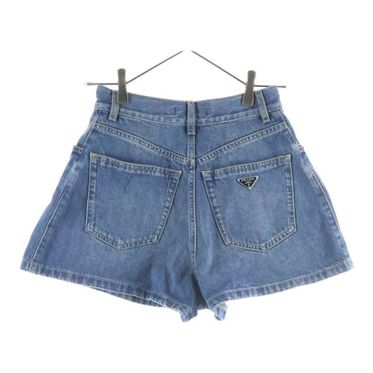 Prada Triangle Logo Denim Shorts Pants Indigo — view 2