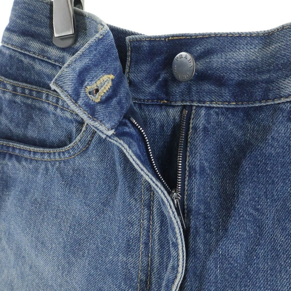 Prada Triangle Logo Denim Shorts Pants Indigo — view 5