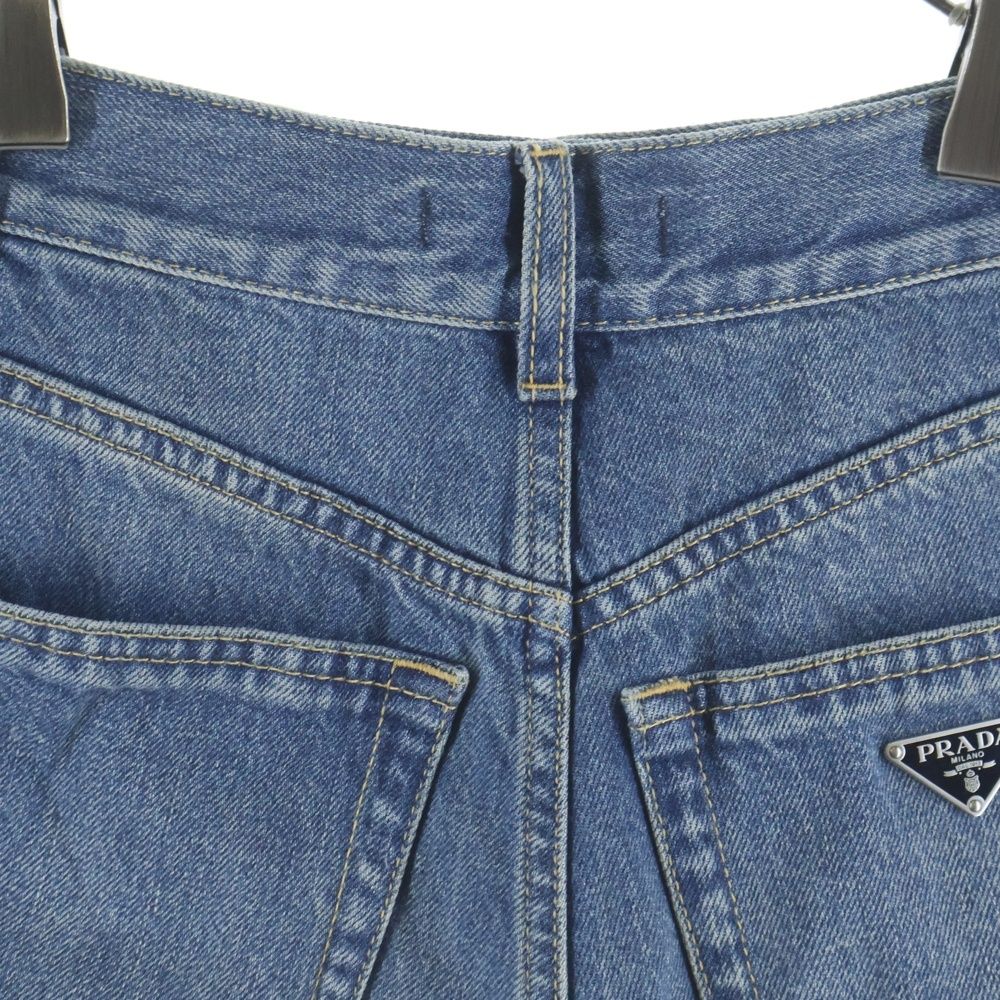 Prada Triangle Logo Denim Shorts Pants Indigo — view 4