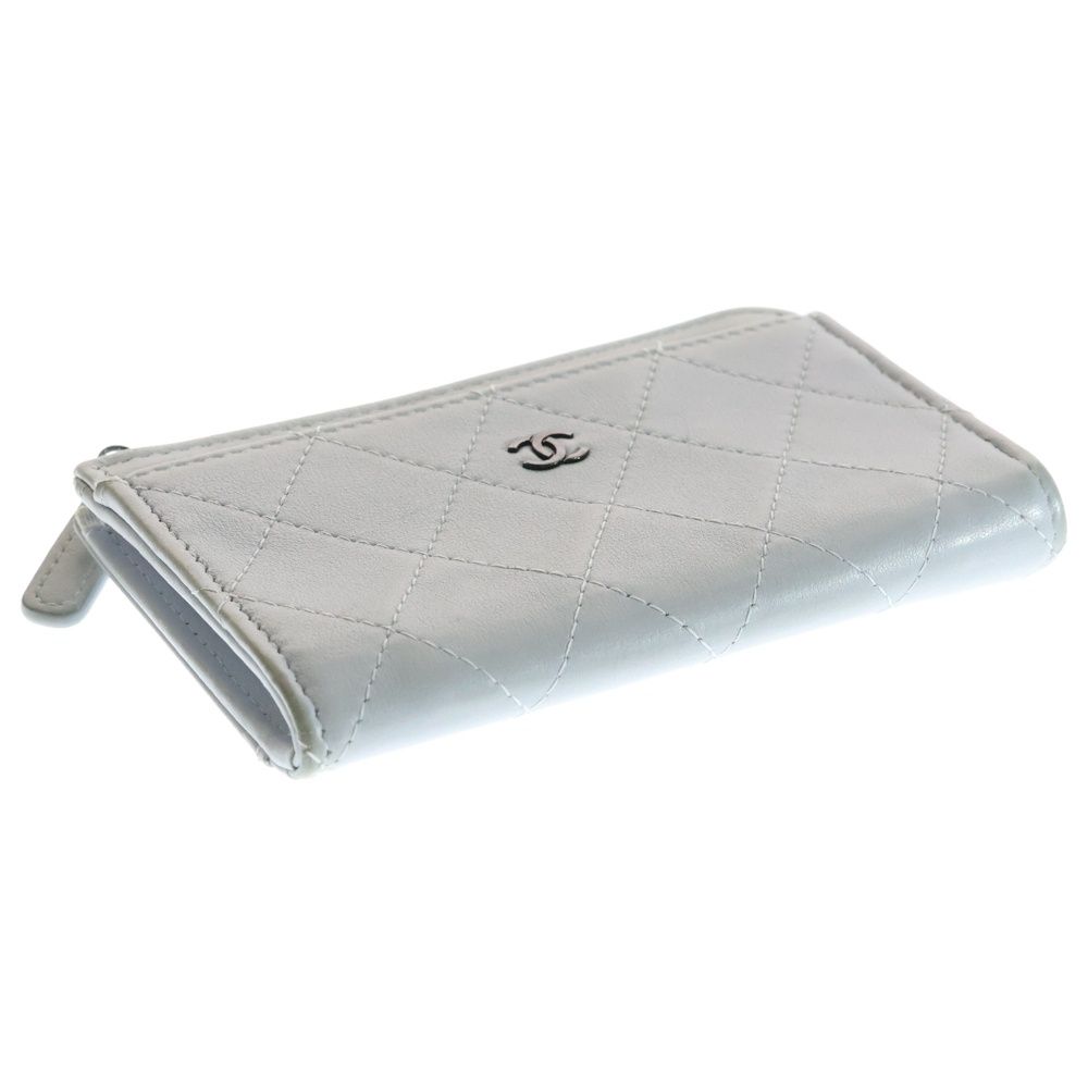 Chanel L-shaped Zipper Classic Zip Coin Card Case Light Blue — view 4