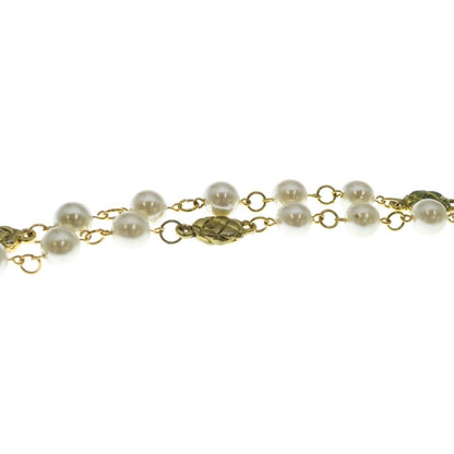 Chanel Quilted Faux Pearl Long Necklace Pendant White Gold — view 5