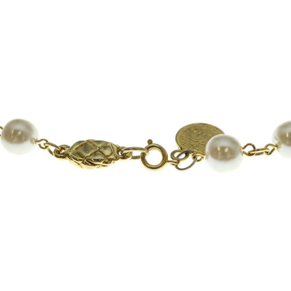 Chanel Quilted Faux Pearl Long Necklace Pendant White Gold — view 3