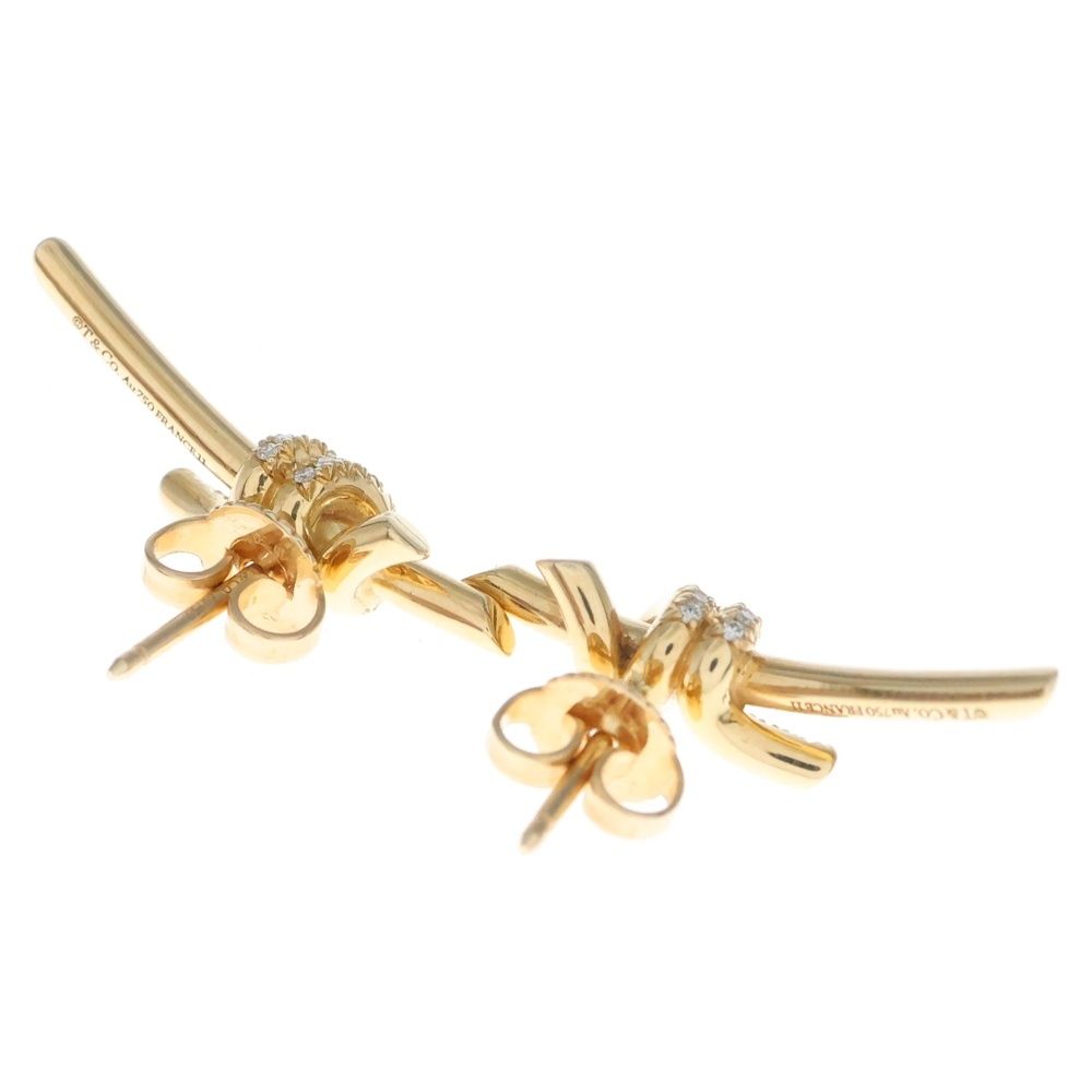 Tiffany & Co. Knot Diamond Earrings Pink Gold — view 2