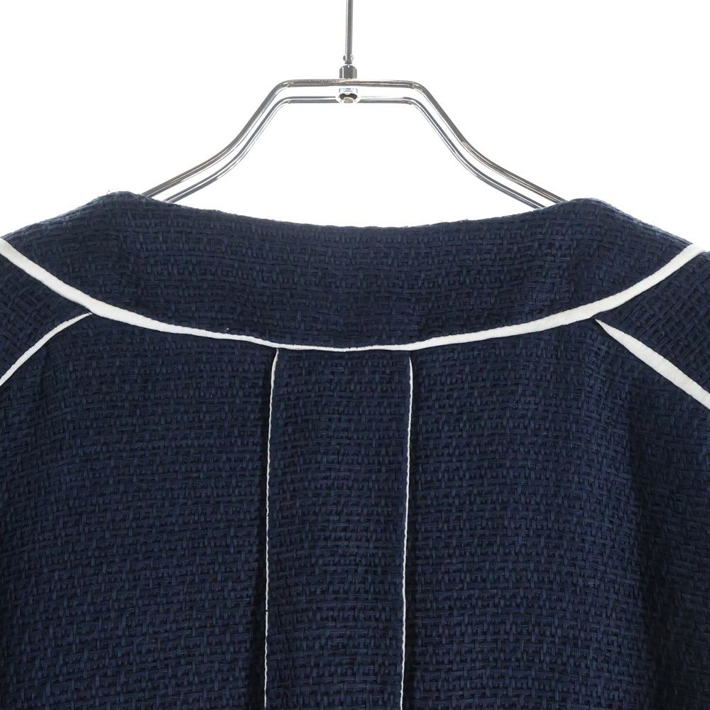Chanel Colorless Cotton Tweed Jacket Navy — view 4
