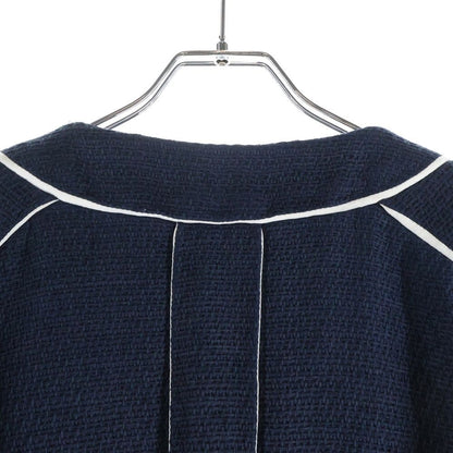Chanel Colorless Cotton Tweed Jacket Navy — view 4