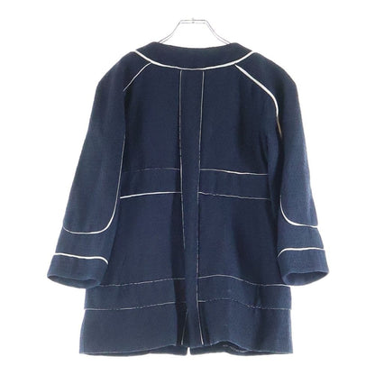 Chanel Colorless Cotton Tweed Jacket Navy — view 2