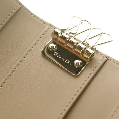 Dior Cannage Key Case Sling Bag Charm Leather Beige Gold — view 6