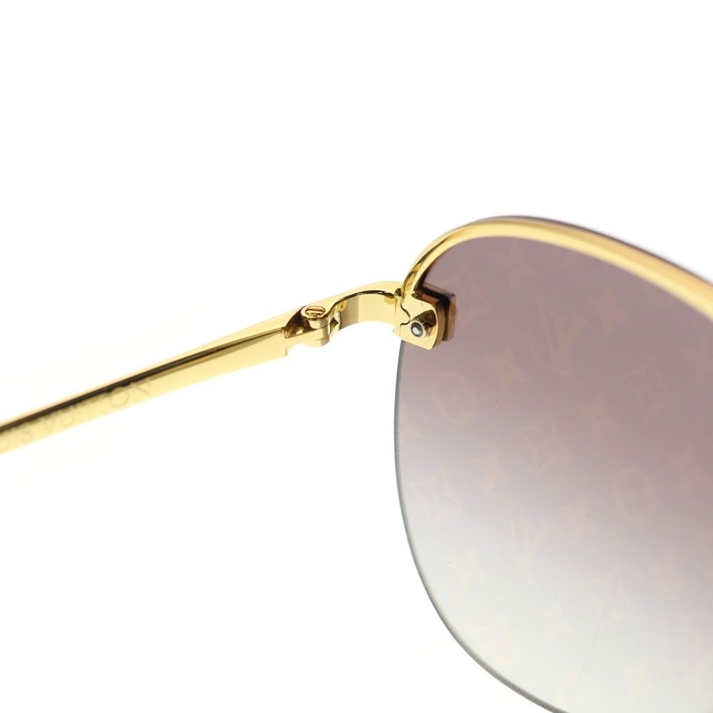 Louis Vuitton Sunglasses Clockwise Teardrop Brown Lens Gold Frame — view 4