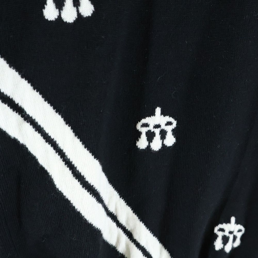 Hermes Mors a Jouets Embroidered Long Sleeve Knit Sweater Black Blue — view 6