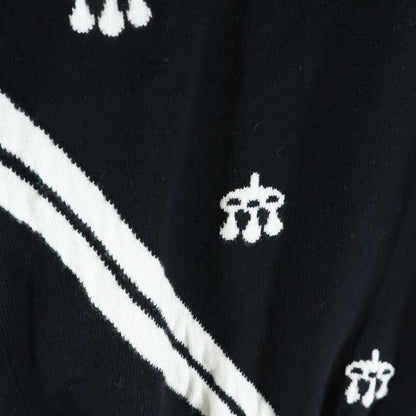 Hermes Mors a Jouets Embroidered Long Sleeve Knit Sweater Black Blue — view 6