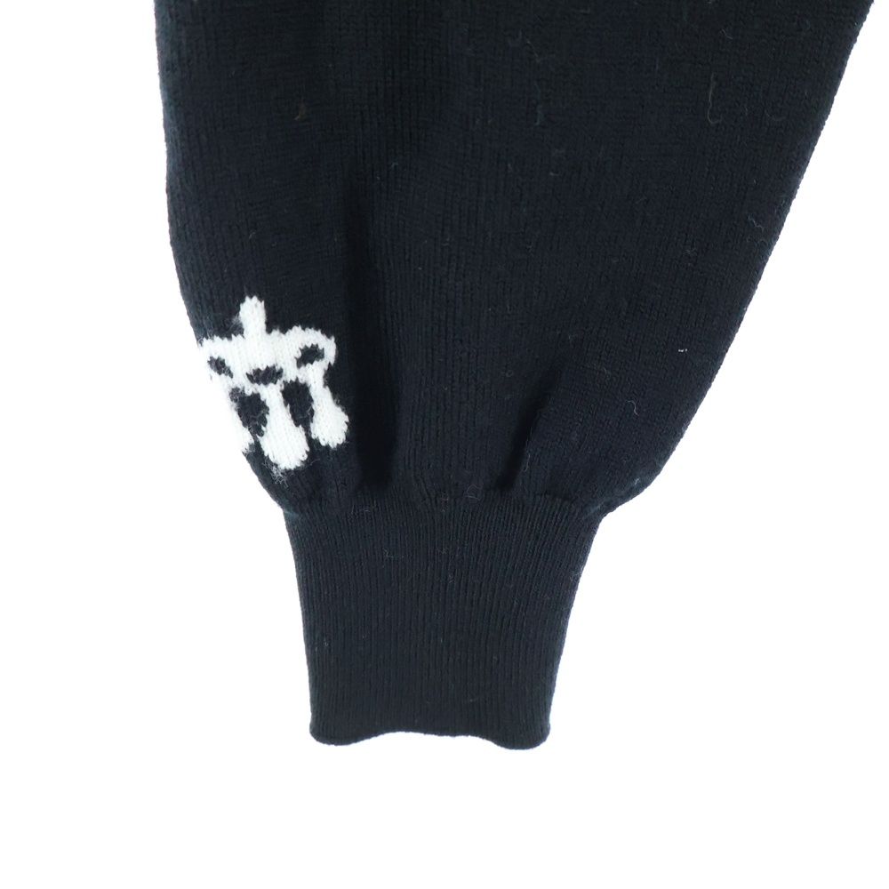 Hermes Mors a Jouets Embroidered Long Sleeve Knit Sweater Black Blue — view 5