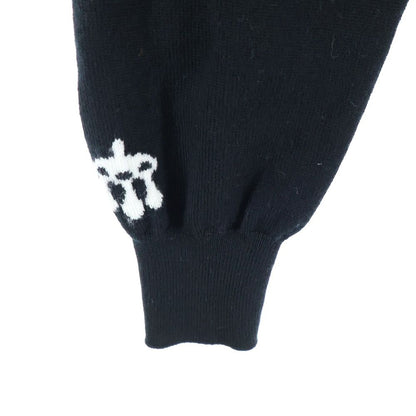 Hermes Mors a Jouets Embroidered Long Sleeve Knit Sweater Black Blue — view 5
