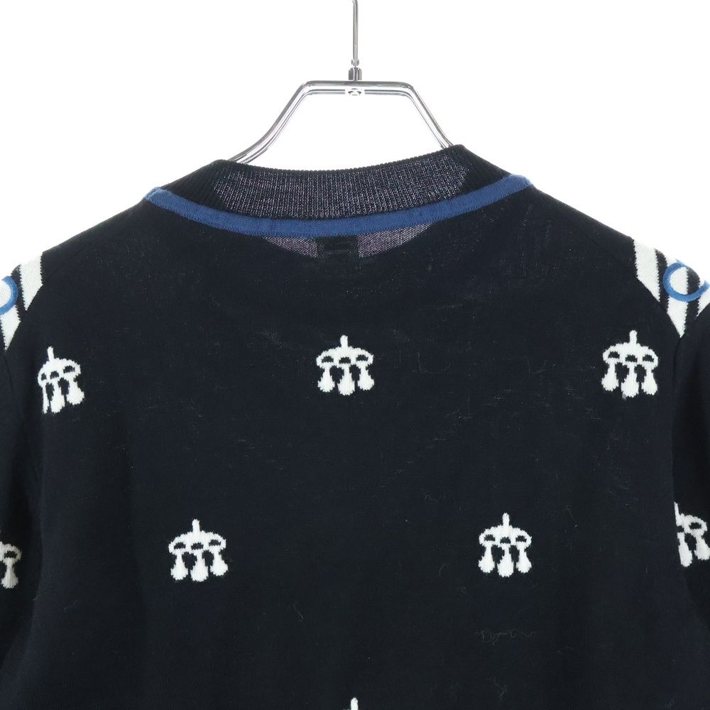 Hermes Mors a Jouets Embroidered Long Sleeve Knit Sweater Black Blue — view 4