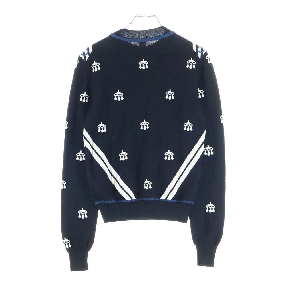 Hermes Mors a Jouets Embroidered Long Sleeve Knit Sweater Black Blue — view 2