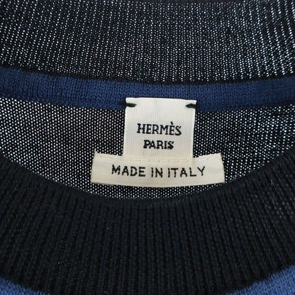 Hermes Mors a Jouets Embroidered Long Sleeve Knit Sweater Black Blue — view 7