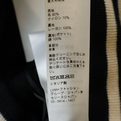 Celine Leather Trim Classic Teddy Jacket Wool Star Jean Black White — view 8