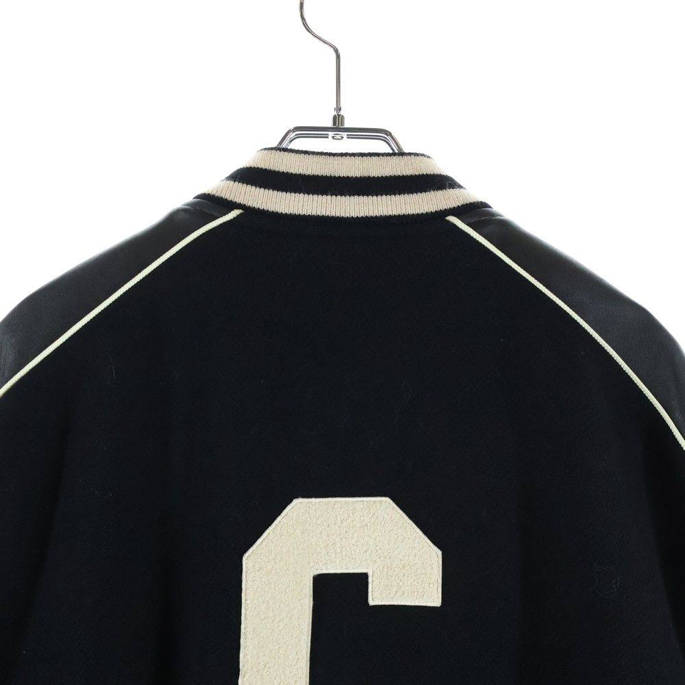 Celine Leather Trim Classic Teddy Jacket Wool Star Jean Black White — view 4