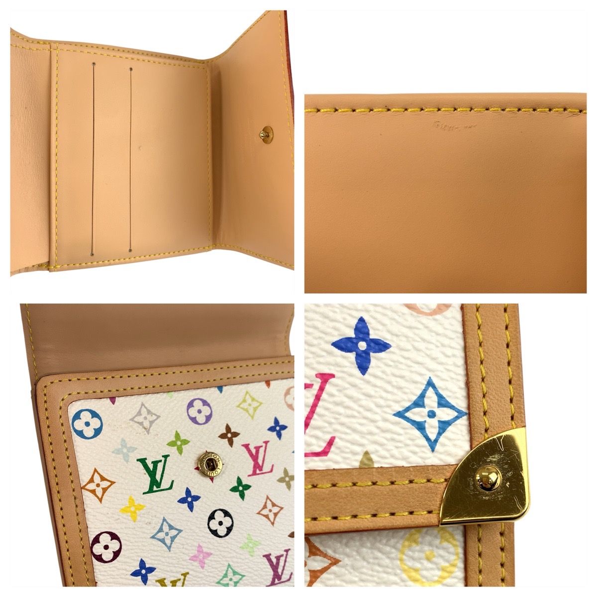 Louis Vuitton Multicolor Porte Monnaie Billets Cult Cles Fold Wallet Compact Bron White — view 6