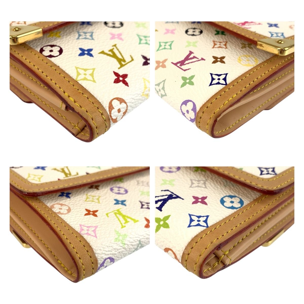 Louis Vuitton Multicolor Porte Monnaie Billets Cult Cles Fold Wallet Compact Bron White — view 4