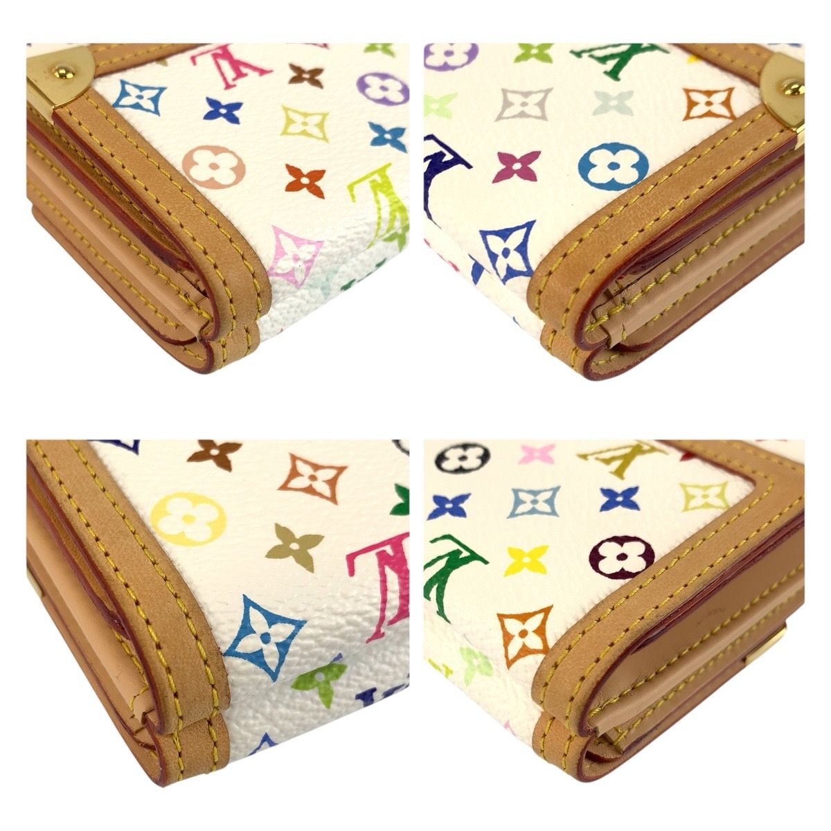 Louis Vuitton Multicolor Porte Monnaie Billets Cult Cles Fold Wallet Compact Bron White — view 5
