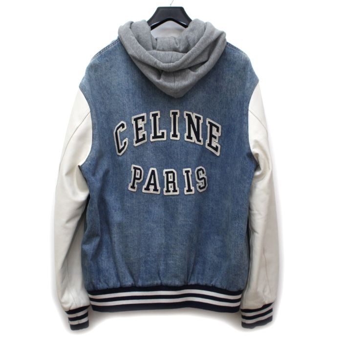 Celine Varsity Jacket Denim Blue White Gray XL — view 2