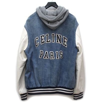 Celine Varsity Jacket Denim Blue White Gray XL — view 2