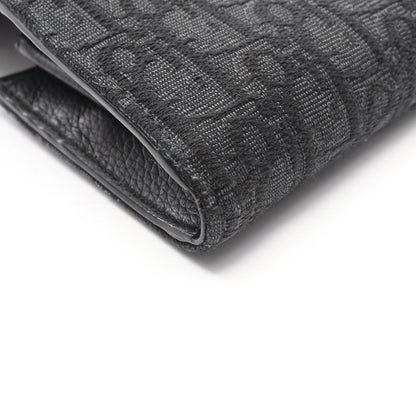 Dior Bifold Wallet Autumn Blue Jacquard Black Canvas Auction Zip Long — view 9