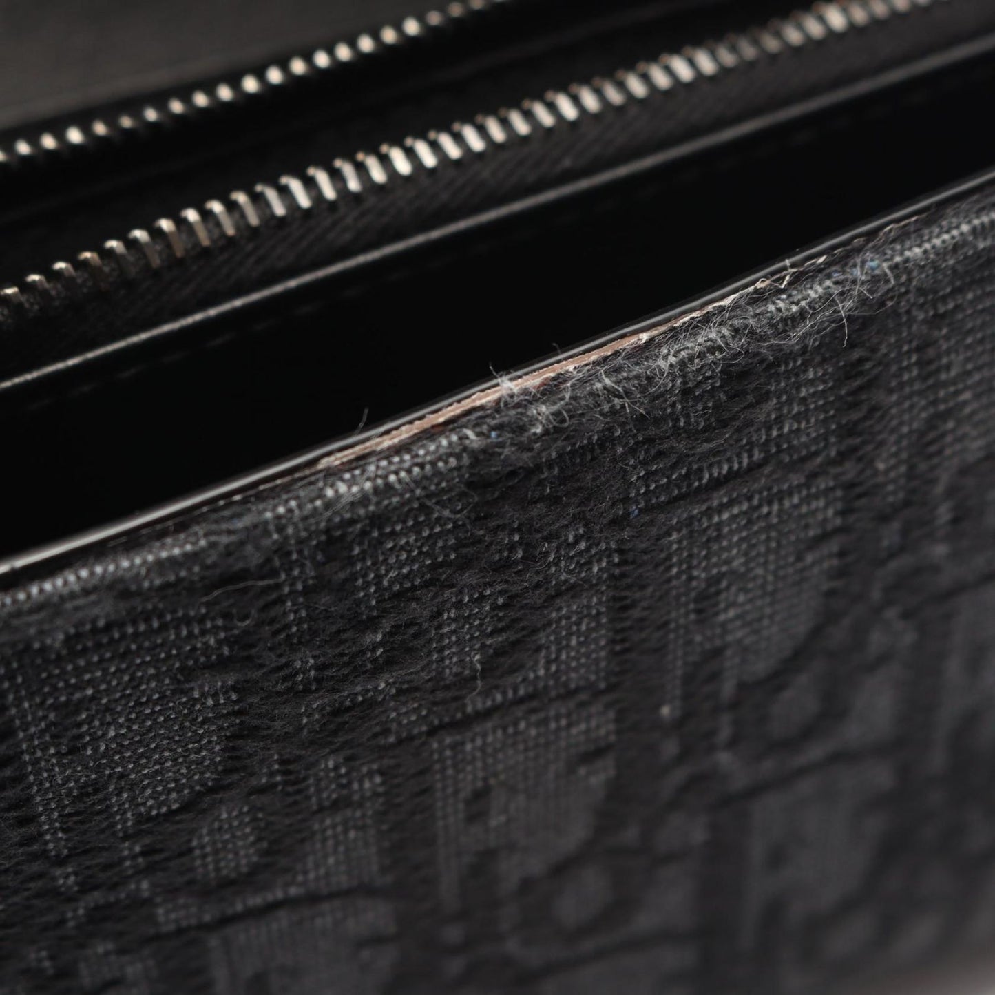 Dior Bifold Wallet Autumn Blue Jacquard Black Canvas Auction Zip Long — view 6