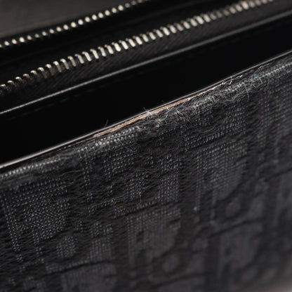 Dior Bifold Wallet Autumn Blue Jacquard Black Canvas Auction Zip Long — view 6